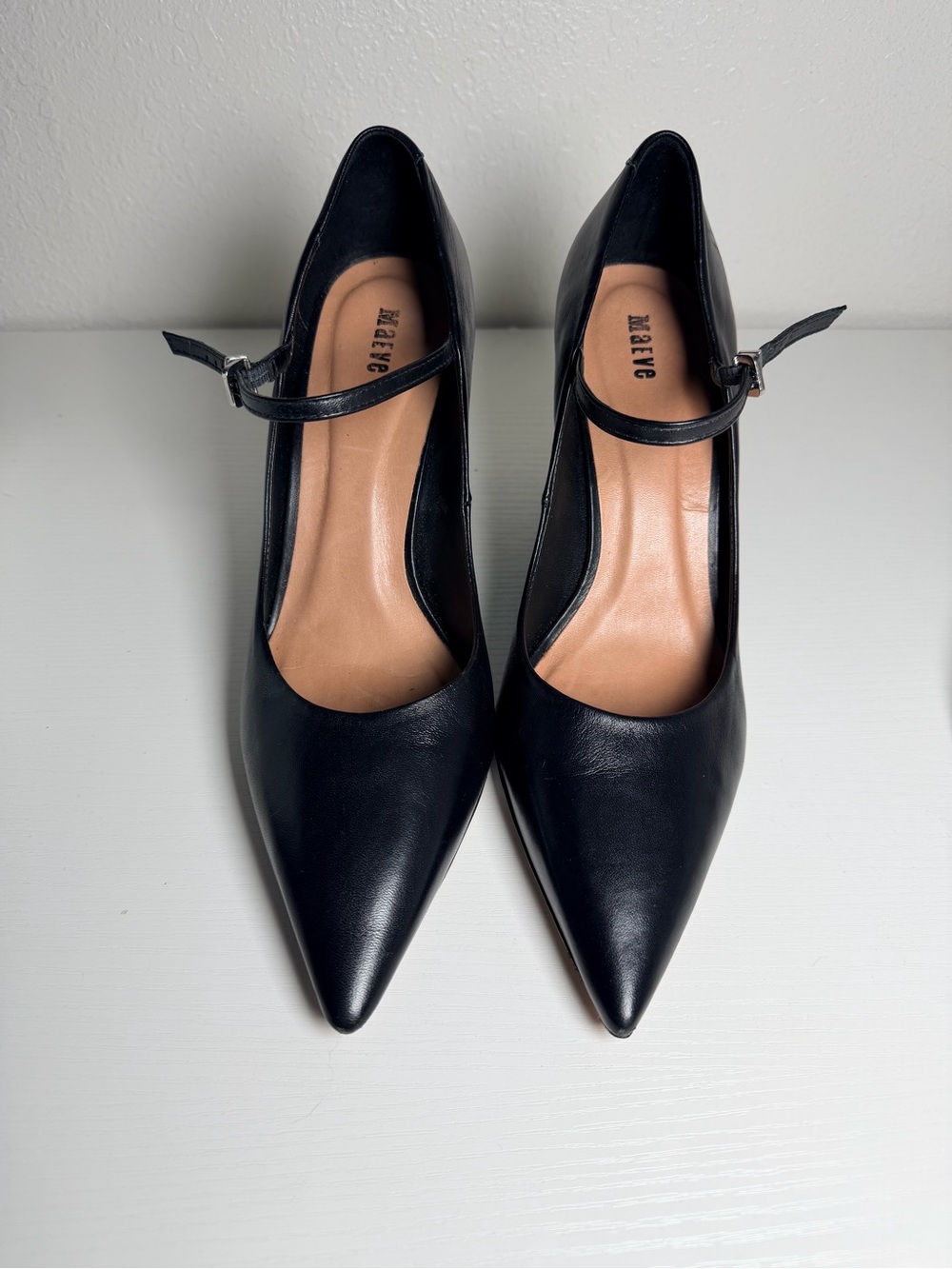 Maeve Black Pointed Mary Jane Heels